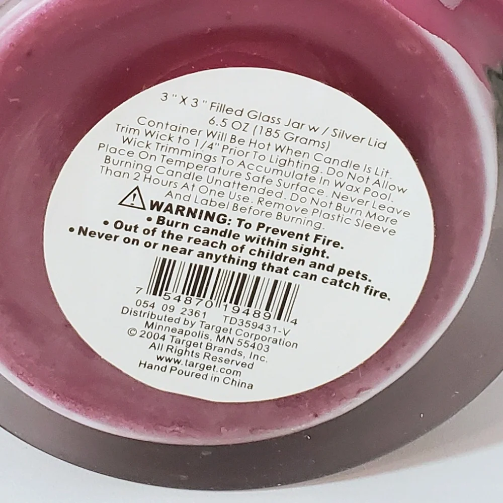 Target 3 X 3 Filled Glass Jar Candle With Silver Lid - 6.5 Oz. Plum